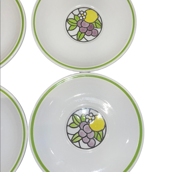 4 PC Fruit print Tiffany Metlox Poppy Trail Pottery Saucer plates California - Picture 2 of 5